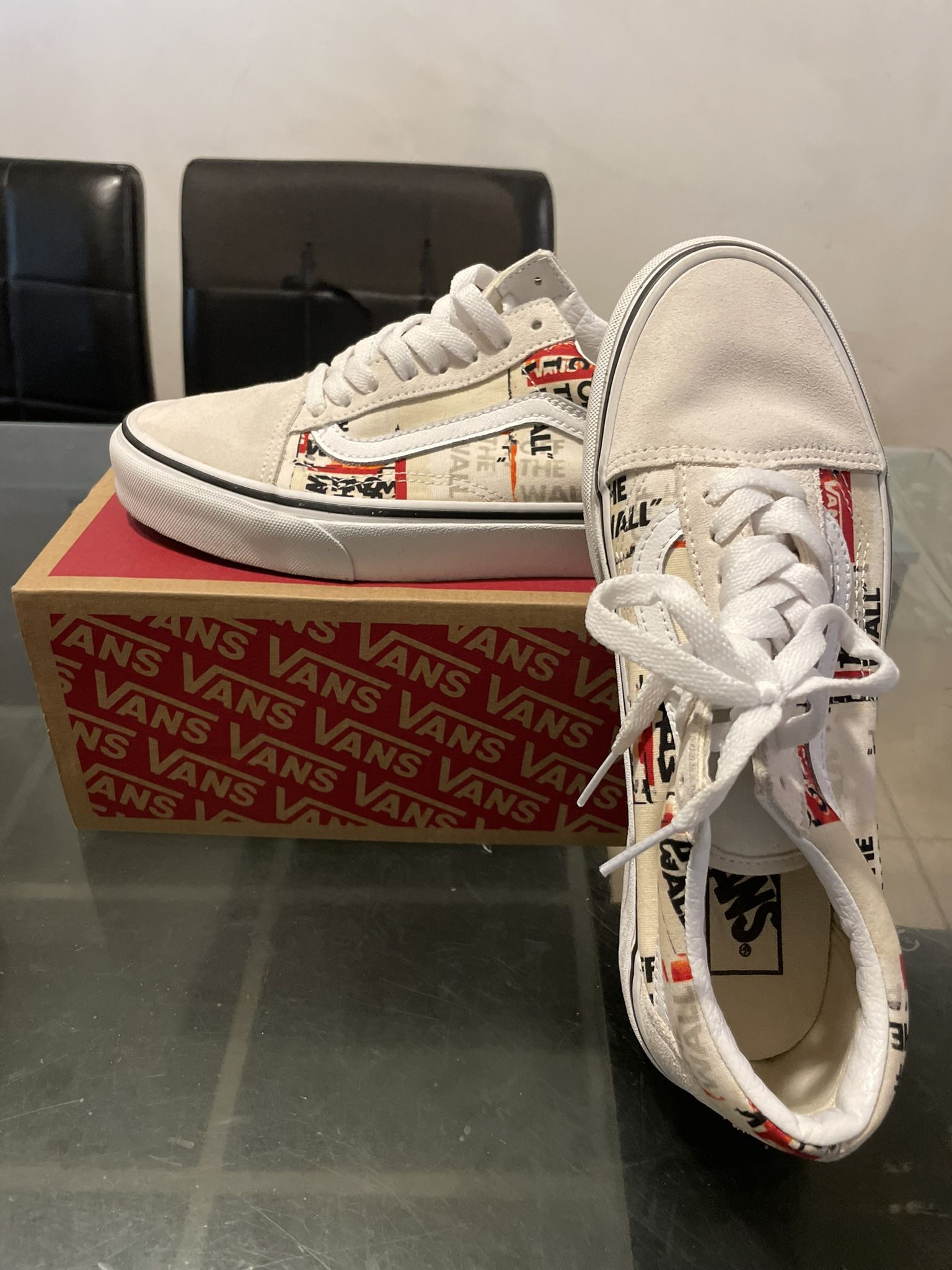 Vans old skools packing tape size 7.5 Like new!!