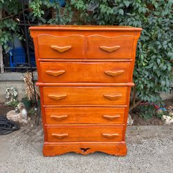 Vintage Wood 5-Drawer Tall Dresser