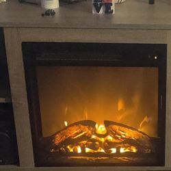 Furinno Classic 60 Inch TV Stand with Fireplace