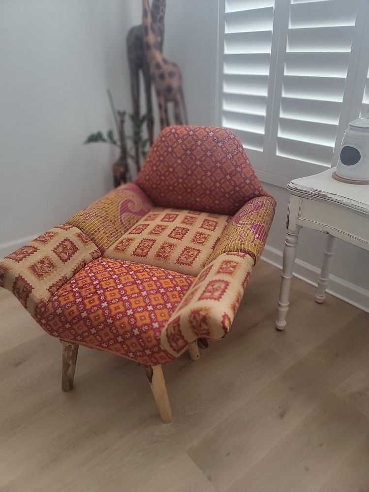 Boho Style Chair and Ottoman 