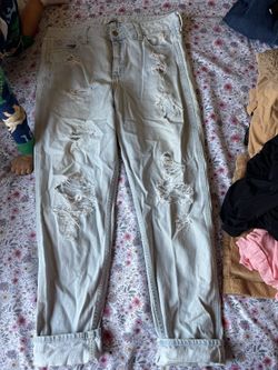 High Waisted Boyfriend Ripped Jeans 