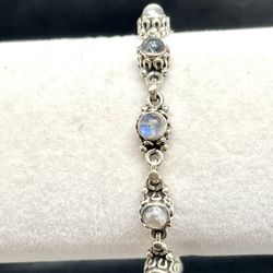 Sterling Rainbow Moonstone Bracelet 