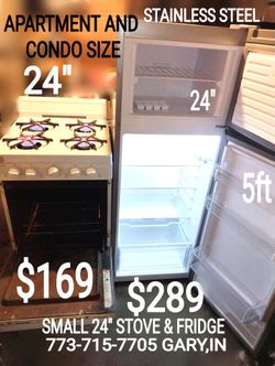 Small 24" stove fridge refrigerator stainless steel