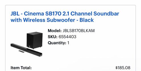 JBL Cinema SB170 2.1 Channel(Open to offers)Soundbar with Subwoofer