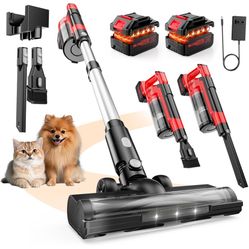 60KPa Cordless Vacuum Cleaner for Home, 700W Pet Vacuum, 70-Min Runtime, Lightweight, Rechargeable 8000mAh Dual Batteries, 2L Dust Cup, LED Display, A