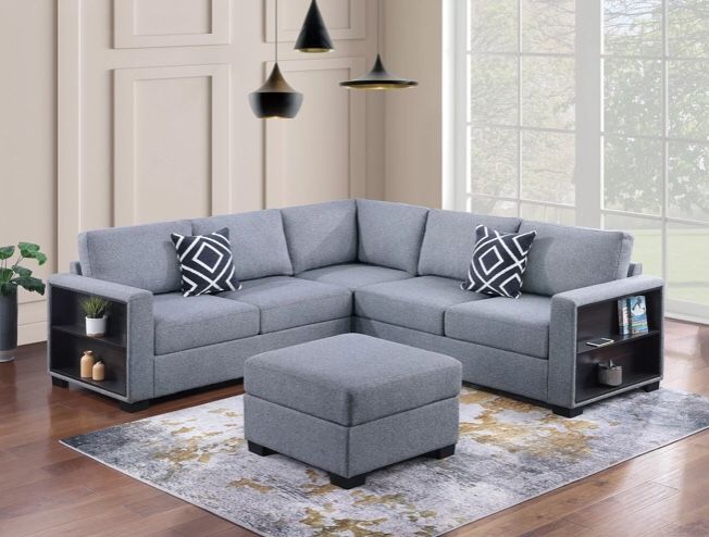 4-Pc Convertible Sectional Sofa, Wireless Charging, Pullout-Bed, Reversible Chaise With Storage 