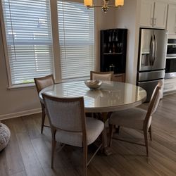 Modern Round Dining Table Set + 4 Chairs + Server (Like New)