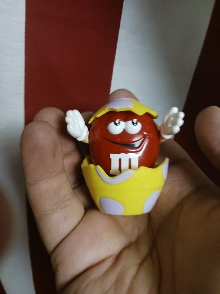 Vintage Red 2" M&M's Easter Candy Tube Topper Figure ~ Plastic Toy Pop Up