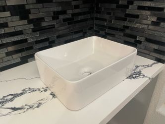 2 White Square Ceramic Vessel Sinks VCICUCINE MR204A — New in Box | $60 for Both
