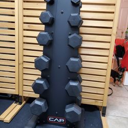 150 lb Dumbbell Set with Vertical Rack