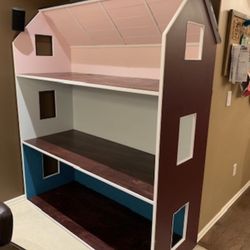  Custom hardwood dollhouse, Montessori playhouse, Children’s bookshelf, Heirloom toy storage, Whimsical play furniture