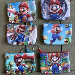 Super Mario Bros. Mini Zippered Pouch Keychains – 12 Pack – New