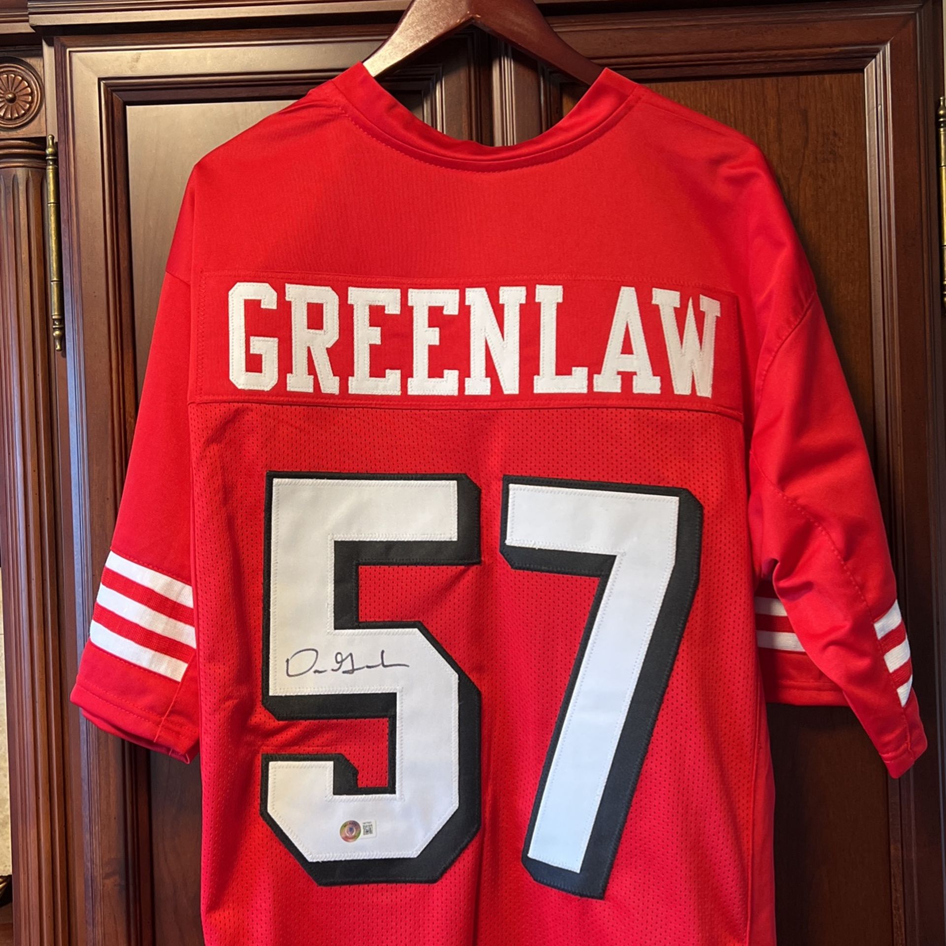 NFL SF 49er Custom Designed Signed Throwback Star LB “Dre” Greenlaw #57 Jersey