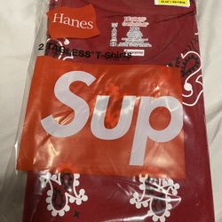 Supreme X Hanes Bandanna Tagless T-shirt Red Mens Large Yeezy