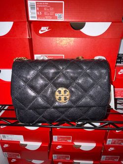 Tory Burch Fleming Quilted Convertible Shoulder Bag Black