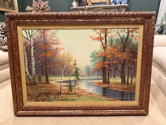 Large Vintage Framed Painting by Leopold Swider