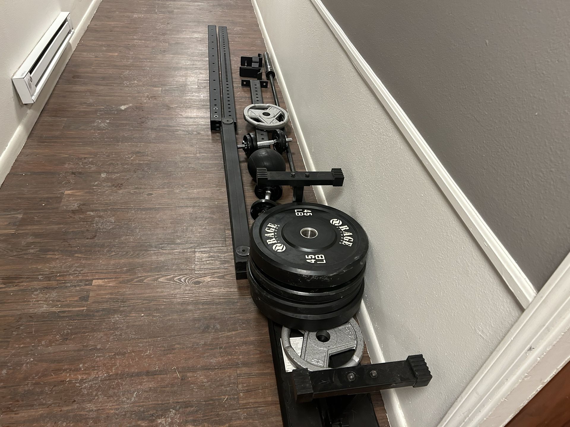 Squat Rack With Bench, Bar And Weights