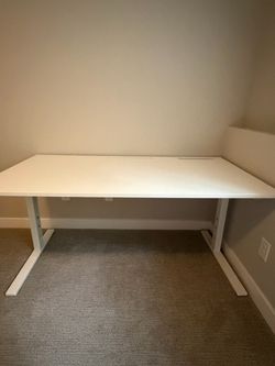 White IKEA MITTZON Desk with Cable Management