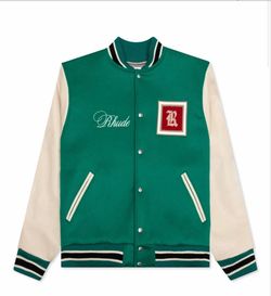 RHUDE Tile Varsity Jacket Men’s Size XL Menthol/Creme