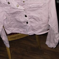 2 Girls Blue And Pink Colored Denim Jackets Size 14