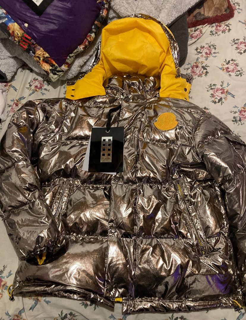Moncler Genius 1952 Prele Metallic Yellow Reversible Coat, Men's