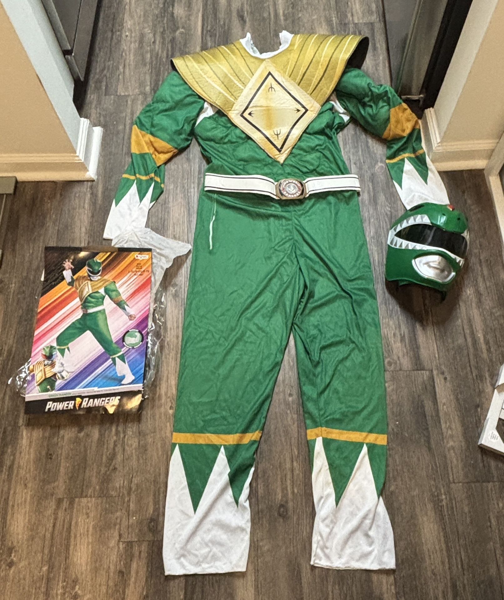 Power Rangers Green Ranger Muscle Adult Costume & helmet. Large Read description