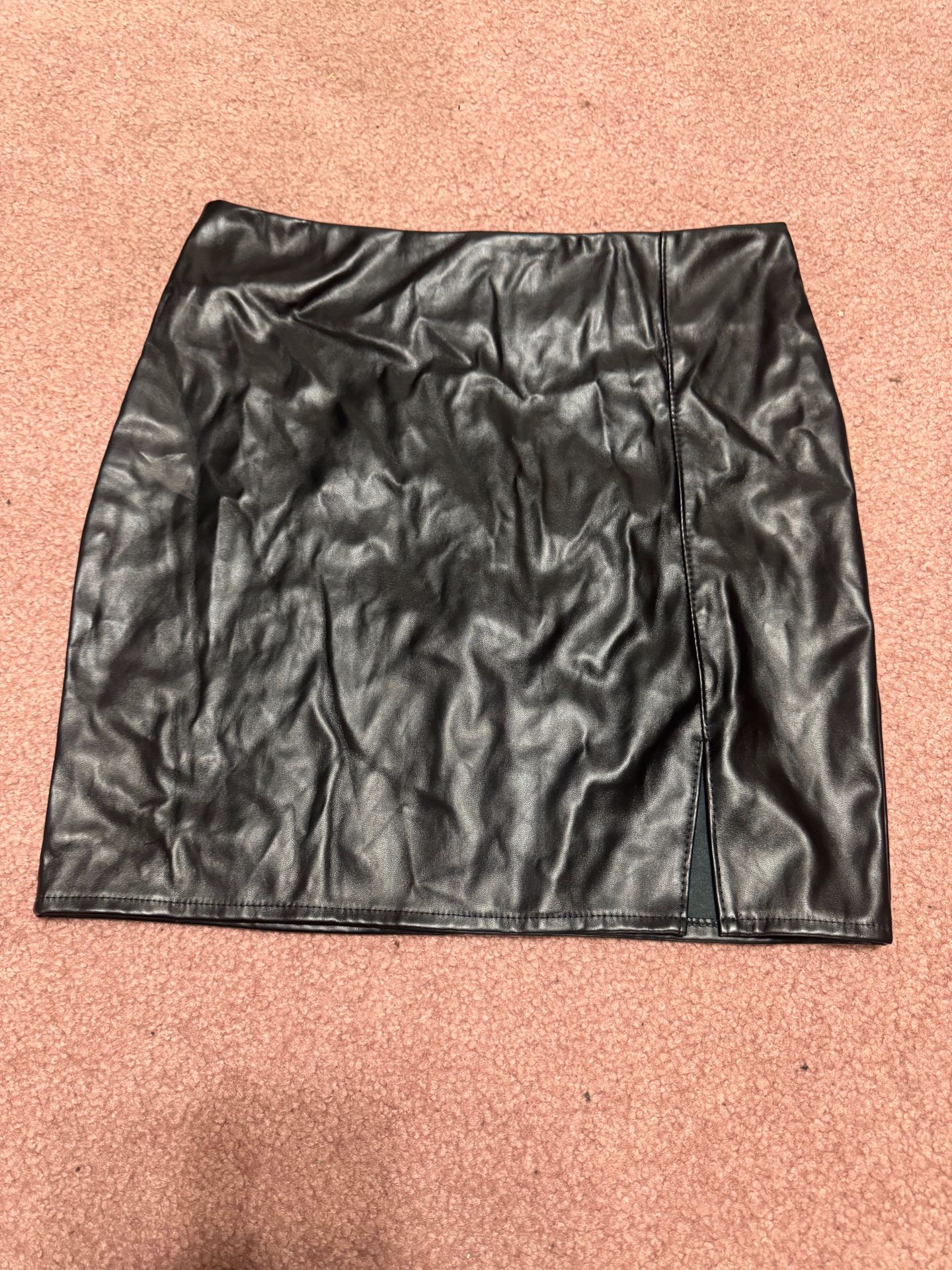 New small black pleather mini skirt goth gothic retro pencil