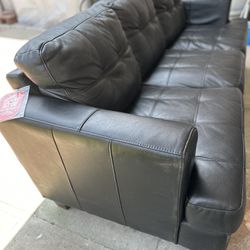 Genuine Leather Couch (Full Size - Black)