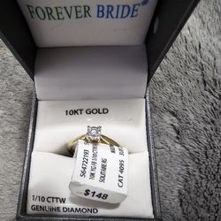 Forever Bride 1/10 Carat T.W. Round Diamond 10 kt Yellow Gold Miracle Plate Solitaire Ring