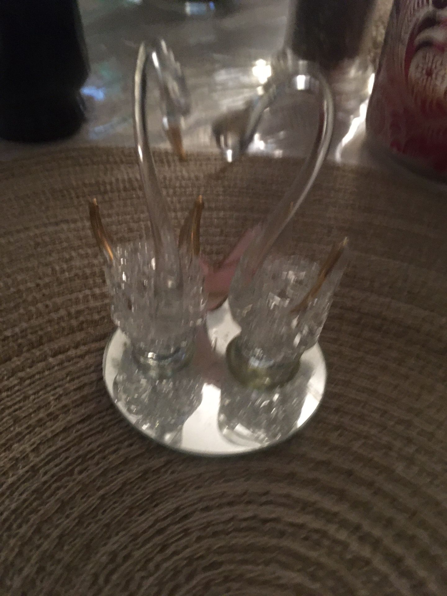 Decorative handblown glass swans