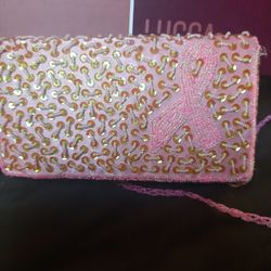 Clutch Purse Pink Beaded New