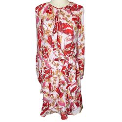 Parker Silk Floral Ruffle Dress Size Large