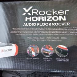 	The X Rocker Horizon Floor Rocker Gaming Chair is a high-tech chair featuring an integrated 2.0 Wired Audio System. 