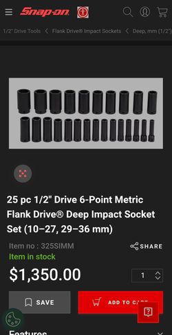 Snap on impact sockets SAE and Metric