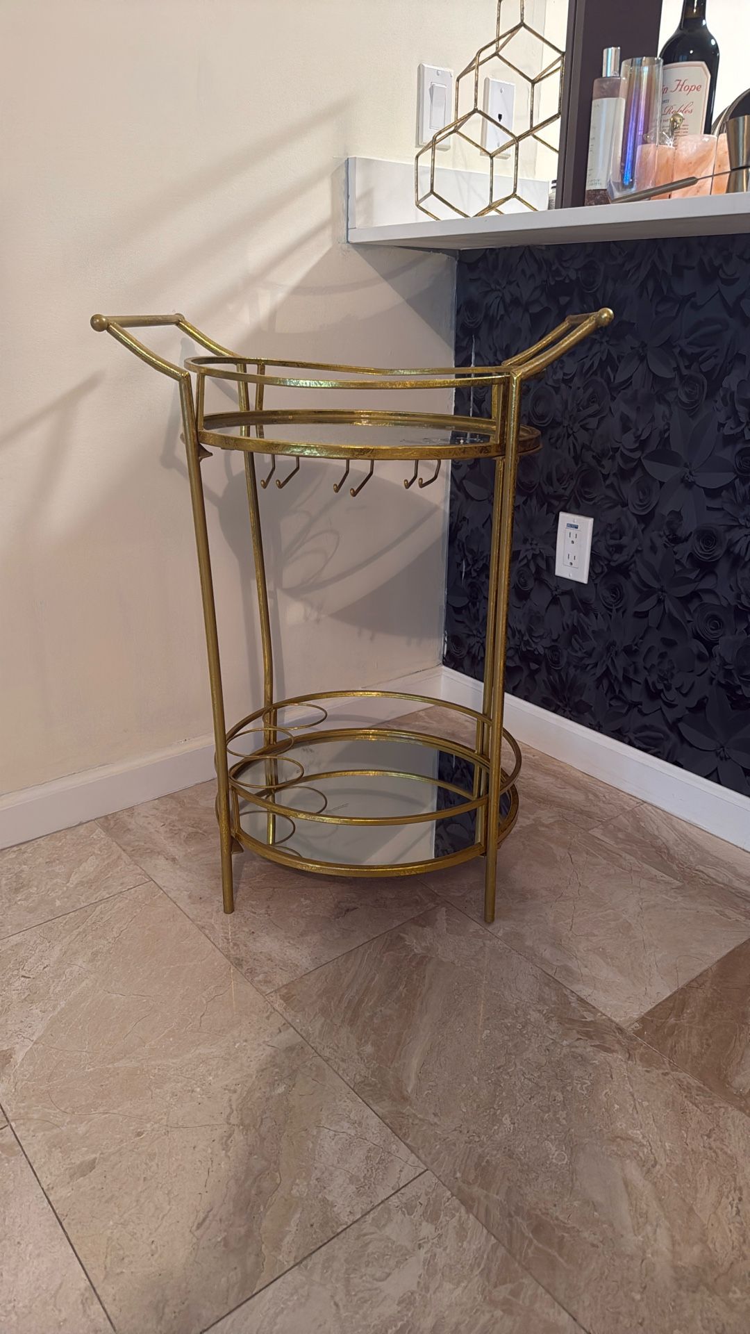 Gold Mirrored Bar Cart