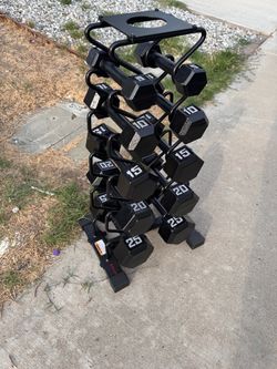 Dumbbells with rack