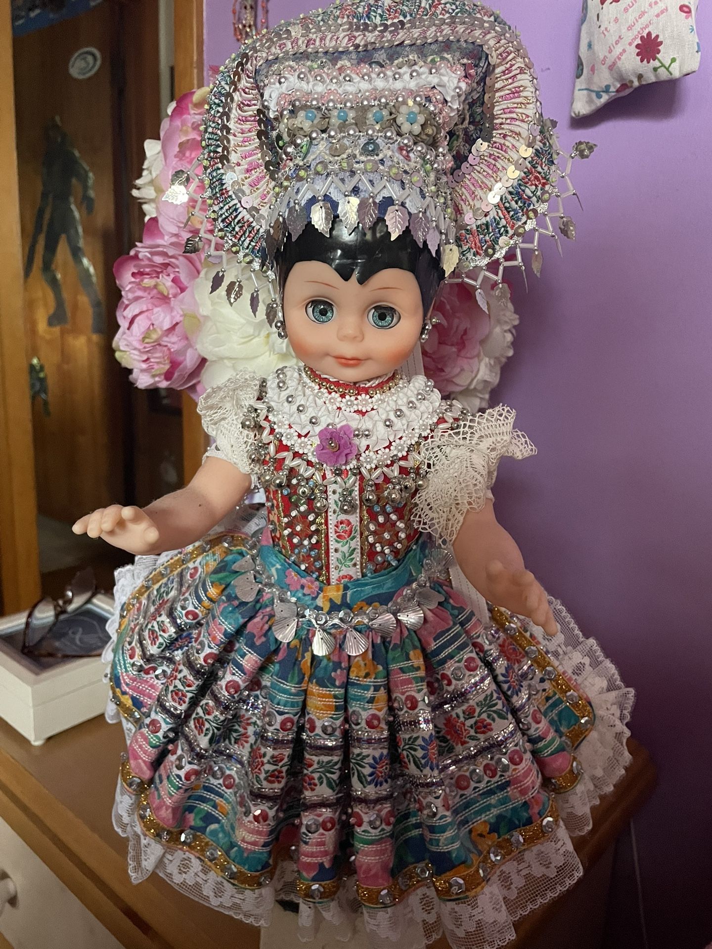 Beautiful Hand Beaded Dress Doll Slovania