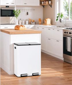 60L Dual Trash Can, White - LY60