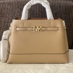 NWT Michael Kors Reed Large Belted Leather Satchel