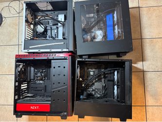 4 NZXT PC Cases w/ Motherboards & Coolers, power supply, new rgb fans, case and motherboard Bundle