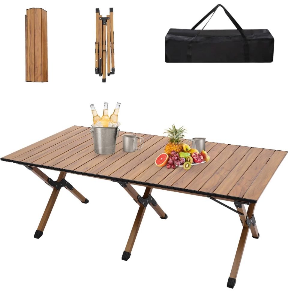 Portable Picnic Table, 4ft Low Height Portable Folding Travel Camping Table for Outdoor/ Indoor Picnic, BBQ and Hiking with Carry Bag, Multi-Purpose f