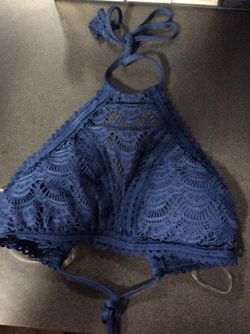 Becca color play blue HI Neck bikini top