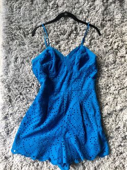Adorable blue eyelet romper L nwot new