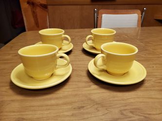 Yellow Fiesta 4 Cups and 4 Saucers - New Condition