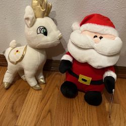 Plush Santa And Vixen Reindeer