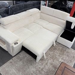 Unbelievable Deal! 🛋️ Corduroy Sleeper Sectional with Storage Now ONLY $798!!