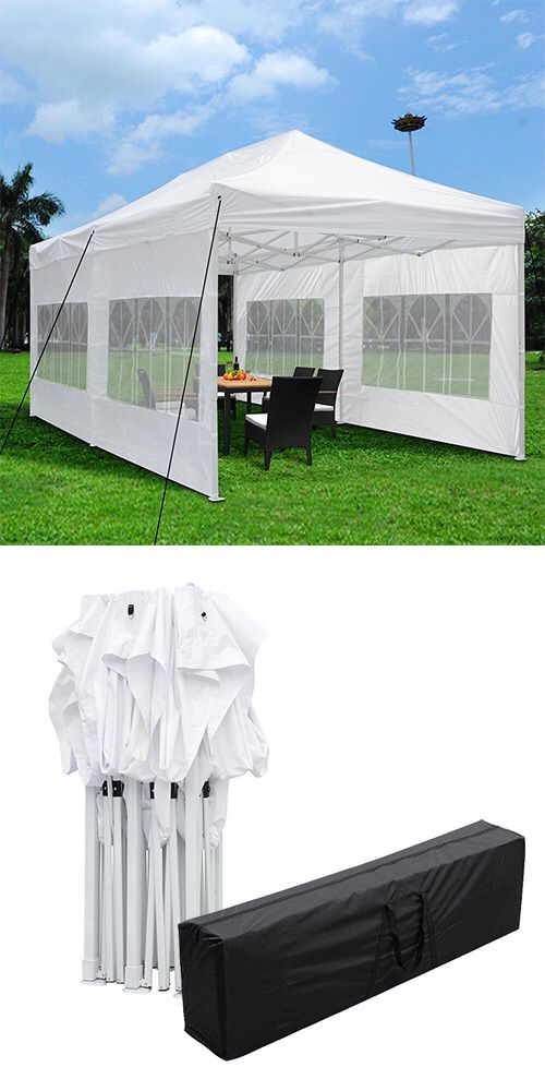 New $190 Heavy-Duty 10x20 Ft Outdoor Ez Pop Up Party Tent Patio Canopy w/Bag & 6 Sidewalls, White