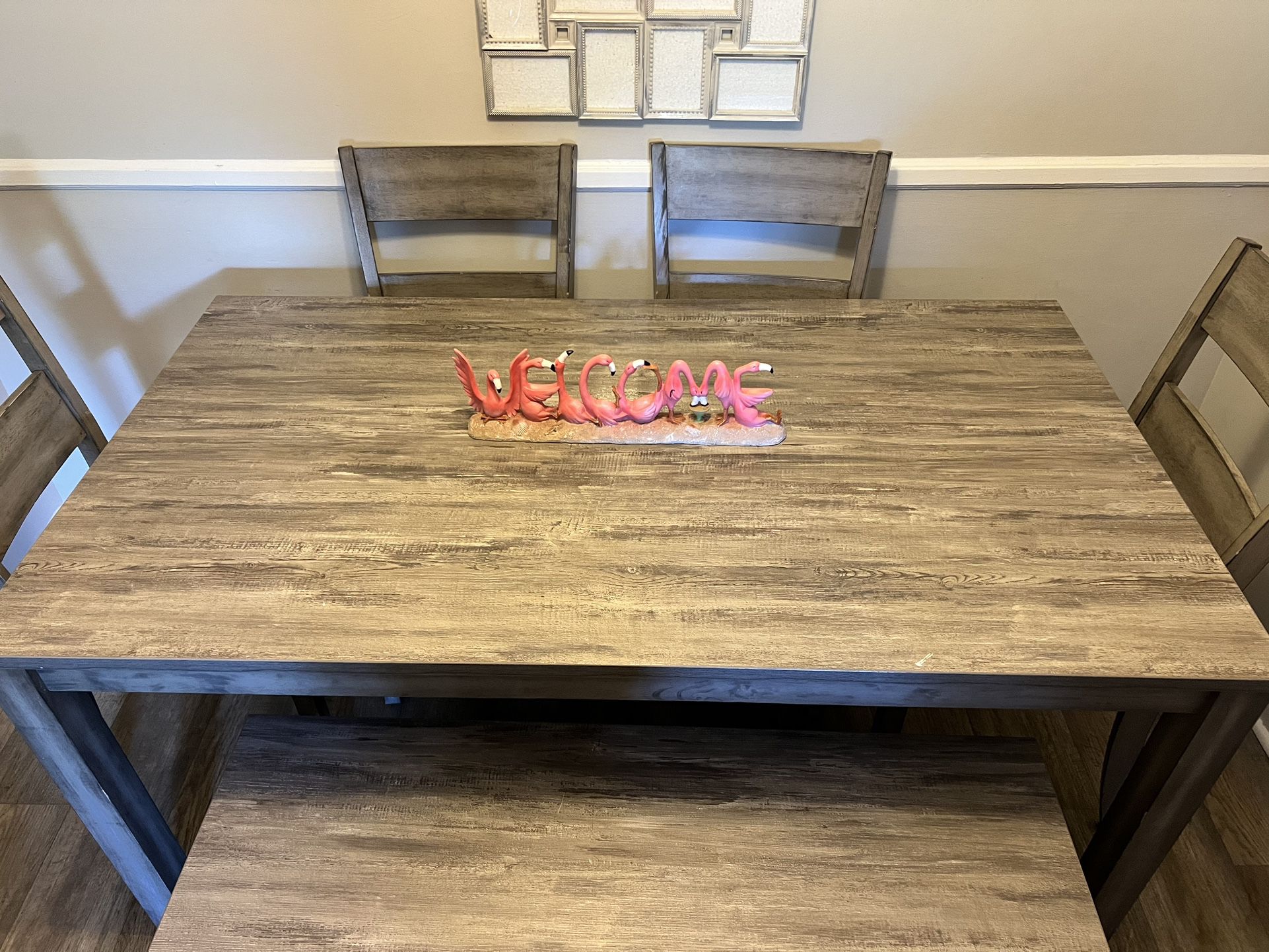 Gray Family Kitchen Table W/bench