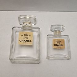 Vintage Chanel No.5 Eau de Parfum Clear Glass Bottle Set - Clear Set Of Two