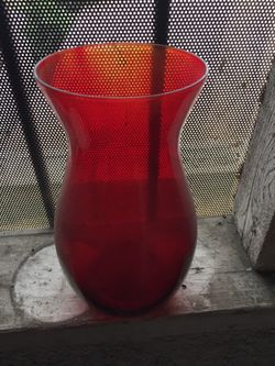 Red glass vase
